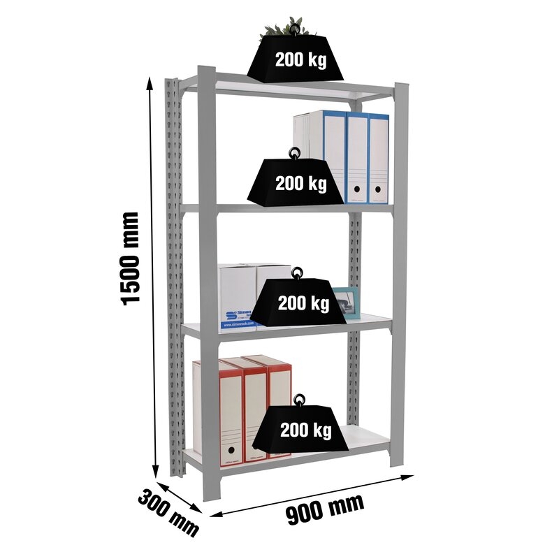Estantería met 150x90x30cm Gr SIMONRACK