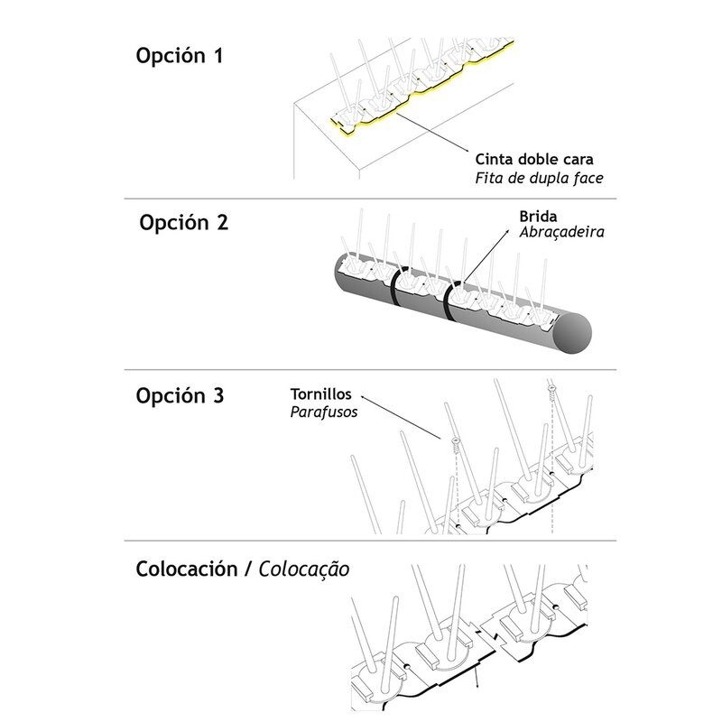 Ahuyentador de Palomas 3 tiras 330X45X105MM Plástico Coati