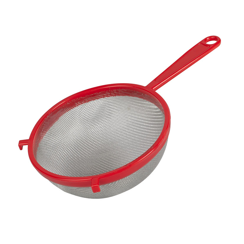 Colador de aluminio con 2 ganchos rojo