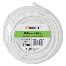 Cable eléctrico bipolar manguera DUOLEC blanco UNE H05 VVF mini rollo 25m