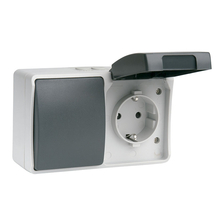 POPP® Mecanismo industrial Enchufe/Interruptor de (Doble) Superficie  estanco (Pack 5 unidad, Interruptor doble)